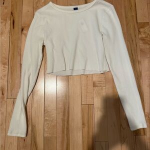 Old Navy Cream Ribbed Long Sleeve Top